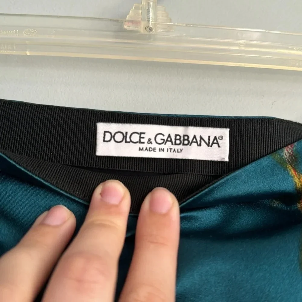 Dolce & Gabbana Blue Floral Silk Skirt Size 44 Vintage